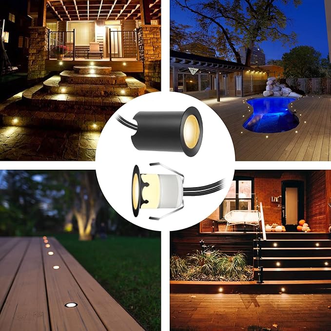 Recessed LED Deck Lights Kits with Protecting Shell,20Pack Φ1.18 IP67 Waterproof 12V Low Voltage Embedded Step | Lumora