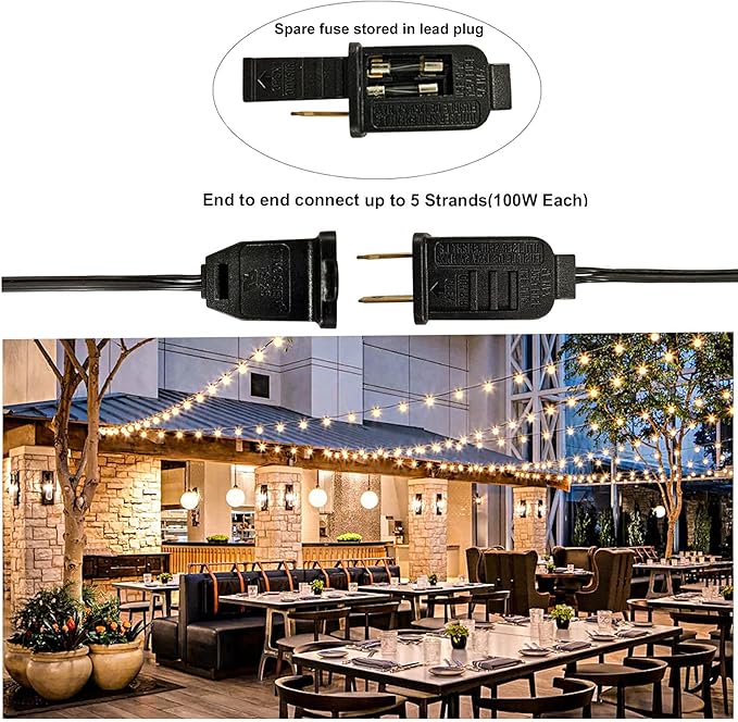 Outdoor String Lights 200FT Waterproof Globe String Lights with 104 Shatterproof G40 LED bulbs, Dimmable | Lumora