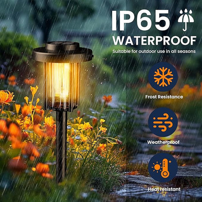 GIGALUMI Solar Outdoor Lights Waterproof, Pathway Light Solar Powered Landscape Lighting for Yard, Garden Decor for Outside Driveway Patio（6 Pack Warm White）