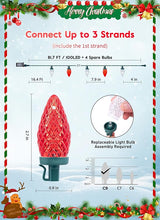 C9 LED Christmas Lights Outdoor, 81 Feet 100 LED String Lights with Timer & 8 Light Mode, Waterproof Commercial | Lumora
