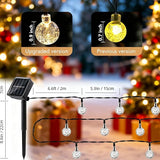 Solar String Lights Outdoor Waterproof IP65 9.3 Feet 20 LED 8 Modes Crystal Globe Fairy Light for Garden Parterre | Lumora