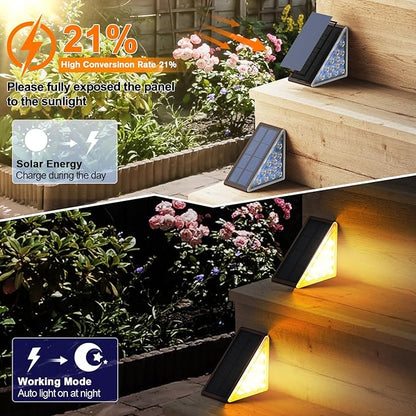 Solar Step Lights for Outside Waterproof IP67, Outdoor Stair Light 2 Pack, Solar Stair Lights Outdoor LED Outdoor Step Lights Decor for Deck, Front Step, Patio, Garden Step