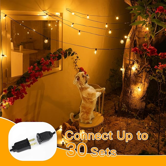 Ollny 25FT Outdoor String Lights, Waterproof Connectable Shatterproof Outside Light with 13 Edison + 1 Spare LED | Lumora