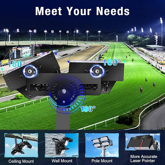 0-900W Led Stadium Lights, IP66 High Power Outdoor Sport Court Arena Light Pro-Grade High Mast Lighting with | Lumora