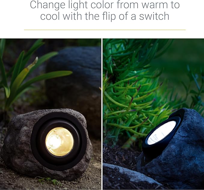Koda 4-Pack Solar LED Rock Spotlights, Adjustable and Weather-Resistant, Dual Color Temperature, Natural Blend with | Lumora