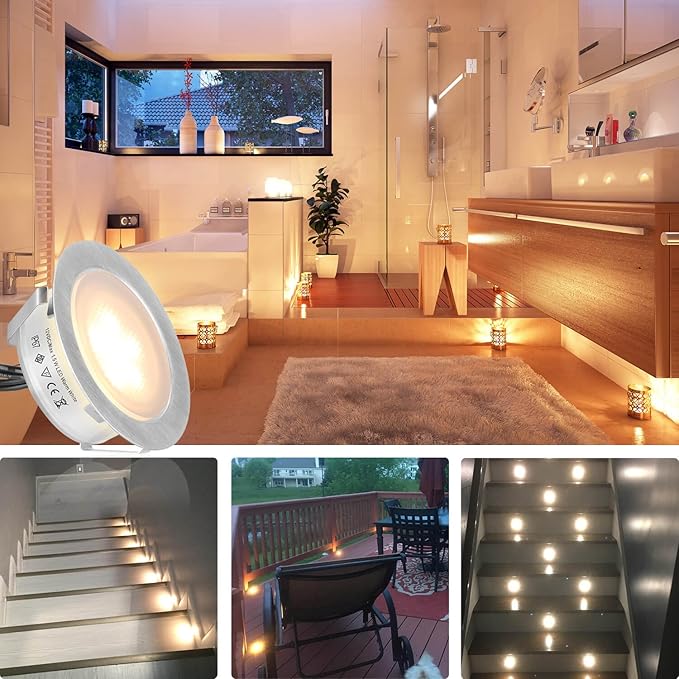 SMY Lighting Recessed LED Deck Lights Kits 6 Pack, (Upgrade Version) Deck Lighting Waterproof IP67,Low Voltage LED Lights for Garden, Steps,Stair, Living Room, Bathroom, Patio, Pool Deck,Kitchen