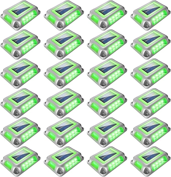 T-SUN Solar Deck Lights 24 Pack Driveway Solar Lights Outdoor Halloween LED Dock Light IP65 Waterproof Ground Deck Light for Sidewalk Step Garden Pathway