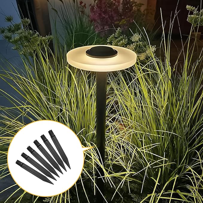 Litoexpe 12 Pcs 8.27 Inch Reinforced Ground Spikes, Solar Lights Stakes ABS Plastic Replacement Stakes for Garden Pathway Lamps (Inside Diameter 0.83 Inches)
