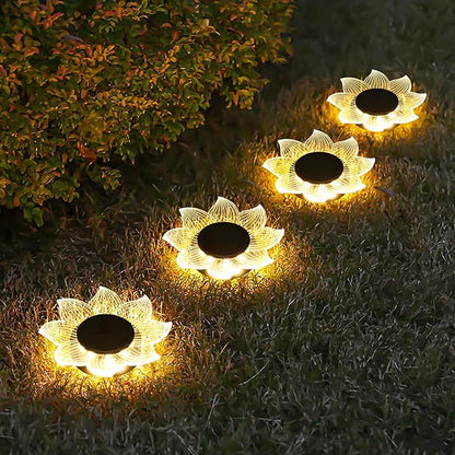 Roaming Acrylic Petal Bury Light 3-Pack Suitable for Gardens, Courtyards, Terraces, Corridors, Alleys, and Pedestrian Walkways (Sunflower)
