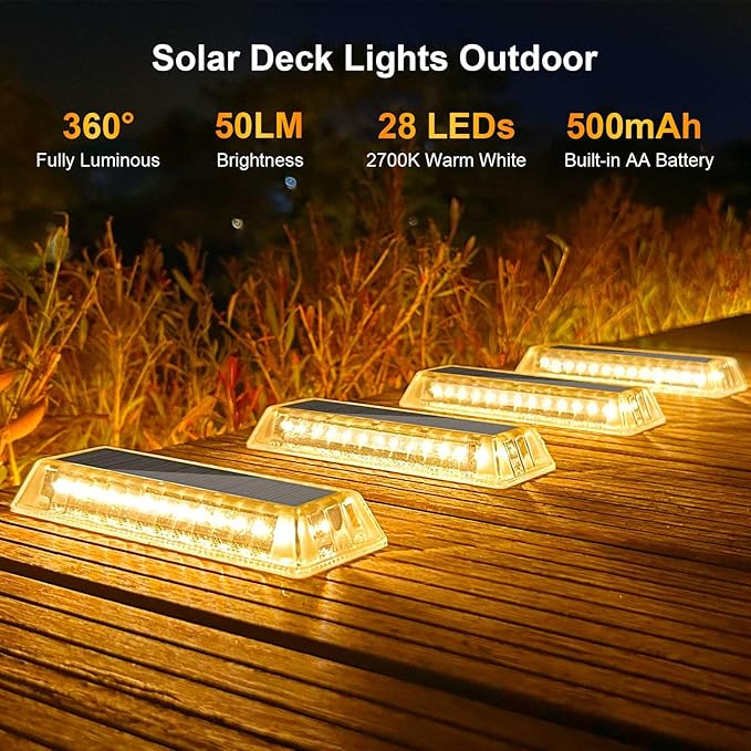 Lacasa Solar Deck Lights 4 Pack, Driveway Dock LED Light Solar Powered Outdoor Waterproof Road Markers for Step | Lumora
