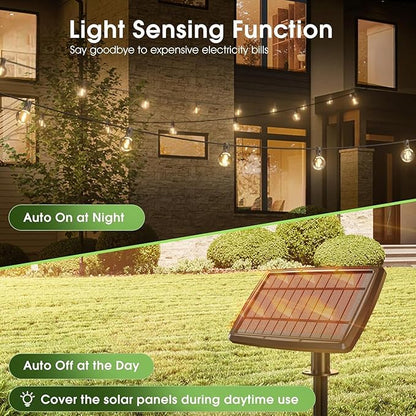 Solar Outdoor String Lights Patio Bistro Lights, 25ft 27LED G40 Bulbs, USB Rechargeable Portable Edison Café String Lights for Porch, Pergola, Backyard, Garden, Pool, Party, Camping (4)