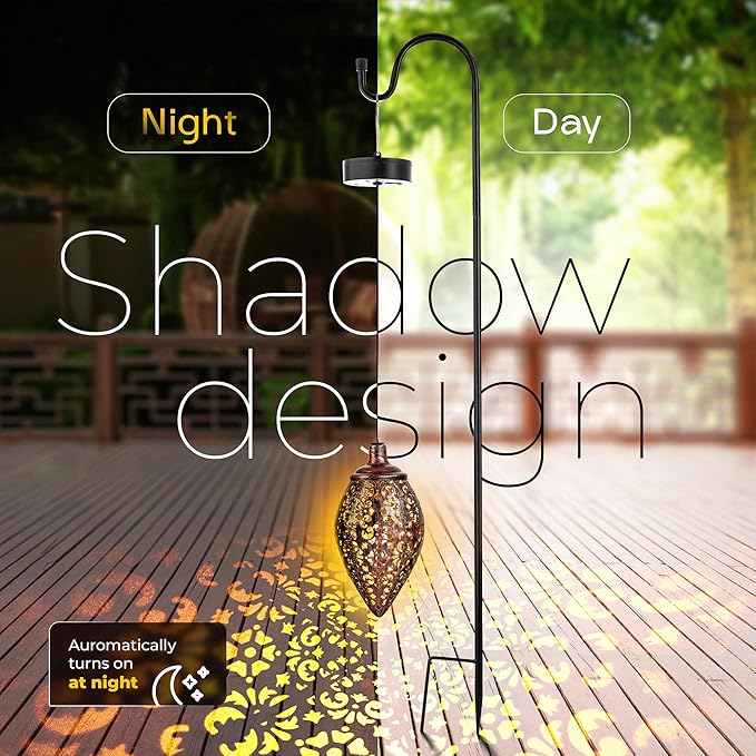 Solis Plus Outdoor Hanging Light -with Shepherd's Hook - Solar Lighting for Garden – with 8mm LED Décor Elegant | Lumora