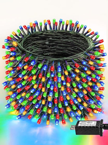Upgraded 264FT 800 LED Christmas Lights Outdoor Indoor, Xmas Green Wire Plug In String Lights with Memory & Timer & 8 Modes, Waterproof Fairy Light for Tree Party Garden Christmas Decor (Multicolor)