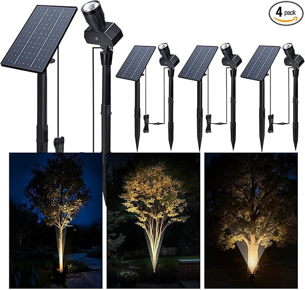 Outdoor Solar Spotlight, Adjustable Angle Landscape Spotlight Waterproof, 2500mAh All Night Separate Panel LED | Lumora