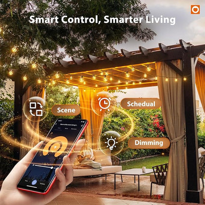 addlon Outdoor String Lights 100FT G40 with APP Control, 54 LED Shatterproof Bulbs, Dimmable Patio Globe Lights Waterproof, Hanging Outside Lighting for Backyard, Garden, Deck, Balcony, Café