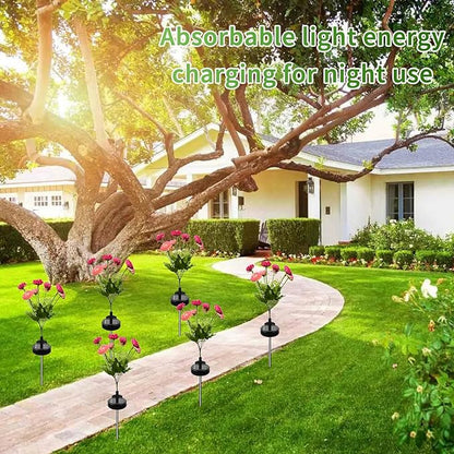 3-Pack Solar Garden Lights – 21 Solar Snow Lotus Flowers, Waterproof Auto On/Off Pathway Lights for Yard, Walkway, Patio & Cemetery Decor (Pink)