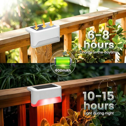 SOLPEX Solar Fence Lights Outdoor, Solar Deck Lights Waterproof LED Step Light for Outside, Stair, Garden, Patio, Yard, Railing, Front Porch, Balcony Decor(16 Pack RGB)