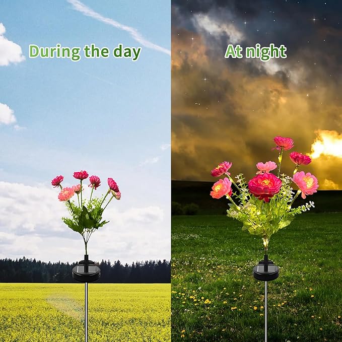 3-Pack Solar Garden Lights – 21 Solar Snow Lotus Flowers, Waterproof Auto On/Off Pathway Lights for Yard, Walkway, Patio & Cemetery Decor (Pink)
