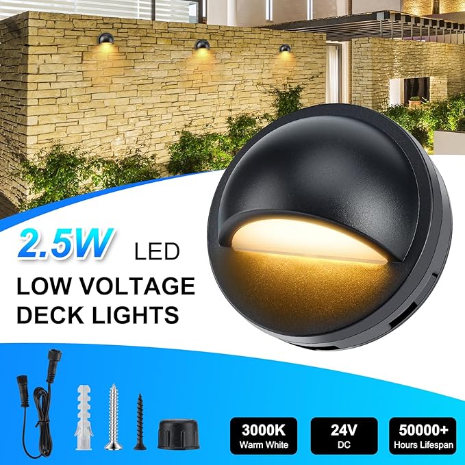 Low Voltage LED Deck Lights kit with Transformer Timer and Photocell Sensor, IP67 Waterproof Fence Lights, Warm | Lumora