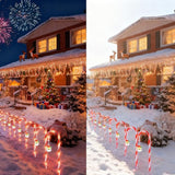 Solar Christmas Decorations Outdoor: 12 Pack 8 Blinking Models Waterproof Red Candy Cane Lights - 21" Santa Claus | Lumora