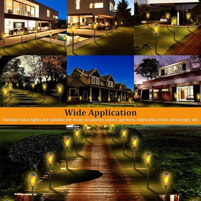 AVEKI Solar Torch Lights Outdoor, 2 Pack Flickering Flame Lights with Adjustable Height Extension Rod, Waterproof Outdoor Decorative Pathway Light for Garden Yard Lawn Patio (Black-2 Pack)
