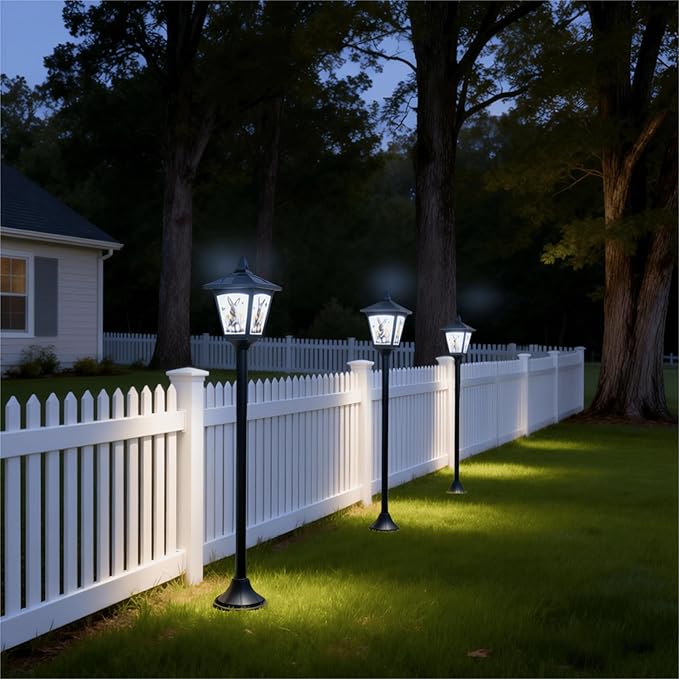 1 Pack 40" Solar Lamp Post Light with Removable Easter Bunny Design Panel, Waterproof LED Pathway Light Cool White | Lumora
