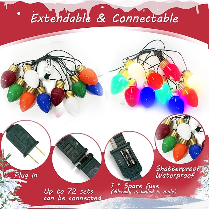 Jumbo Christmas Lights Outdoor, 16ft Multicolor Giant Bulb String Lights for Holiday Décor, Durable Waterproof LED | Lumora