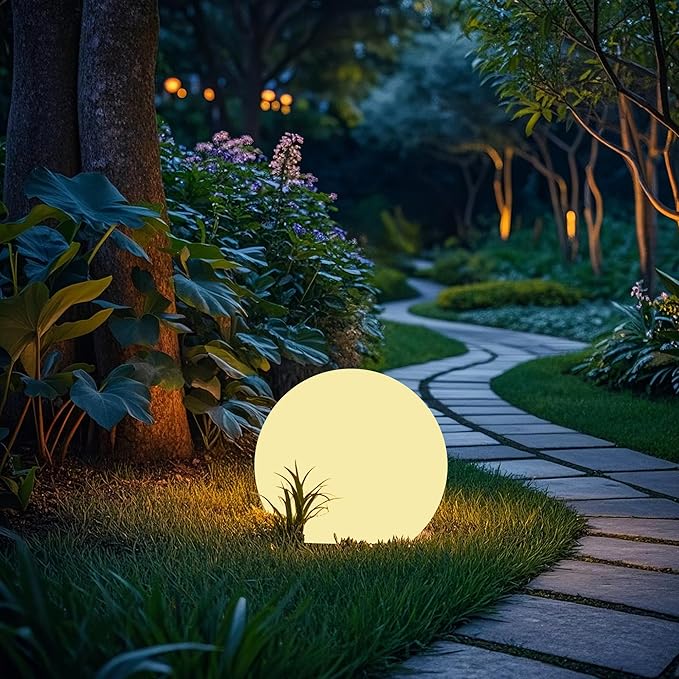 shumi 8-inch Solar Globe Lights Outdoor Waterproof, LED Solar Ball Light Outdoor 16 RGB Colors 4 Modes with Remote | Lumora