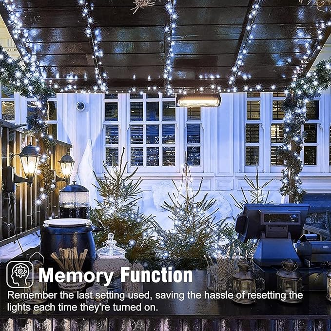 100FT 300 LED Christmas Lights Outdoor, White Christmas Tree Lights with 8 Modes Waterproof, Plug in Connectable | Lumora