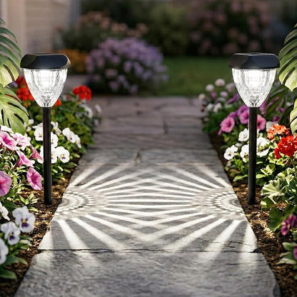 Ensenior Solar Pathway Lights Outdoor - 14.17" Height, 6500K LED Landscape Garden Lights, IP65 Waterproof, Tool-Free Auto ON/Off for Garden Yard Patio Walkway Landscape, 8-Pack