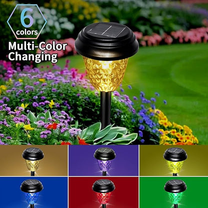 Solar Garden Lights Outdoor, 8 Pack Color Changing LED Pathway Lights Waterproof Solar Powered Landscape Lighting for Yard Patio Walkway Lawn