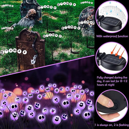 Tuanse 2 Pcs Outdoor Halloween Decorations Waterproof Halloween Solar Lights Scary Ghost Lights for Garden Yard Lawn Pathway (Purple)