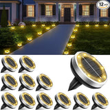 Solar Lights Outdoor Waterproof, 12 Pack 8 LED, Thickened Stainless Steel Ground Light, Solar Garden Lights | Lumora