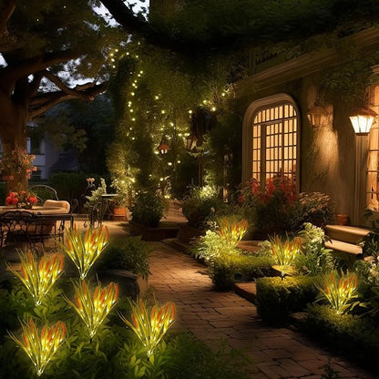 4 Pcs Thanksgiving Solar Lights Decorative Fall Outdoor Garden Autumn Solar Flowers Lights with 28 Realistic Wheat Ears Waterproof Decor for Yard Pathway Lawn Patio Garden Outdoor