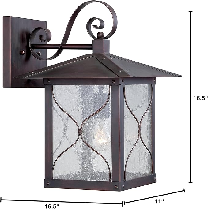 Nuvo Lighting 60/5613 Vega Large One Light Wall Lantern 100-watt A19 Outdoor Porch and Patio Lighting with Clear Seeded Glass, Classic Bronze