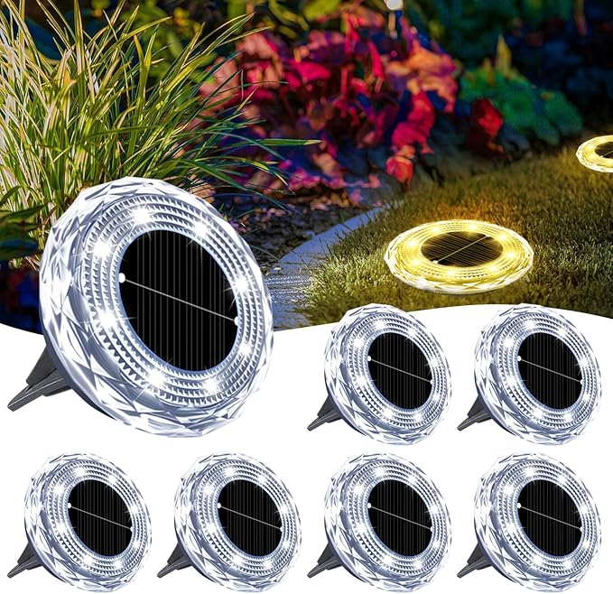 Solar Ground Lights 12 Pack,8 LED Garden Path Lights,Outdoor Ground Lights Landscape Lighting Waterproof,Solar Lawn | Lumora