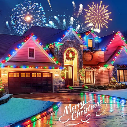 Brightown C9 LED Christmas String Lights, 2 Pack Total 132ft 200LED Multi-Color Outdoor Lights String, Plug-in Connectable Roofline Lights String for Outside Yard Christmas Holiday Decor