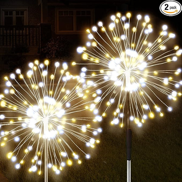 JJGoo Solar Firework Lights, 2 Pack 120 LEDs 2 Lighting Modes Solar Garden Lights Outdoor Waterproof for Yard Patio | Lumora