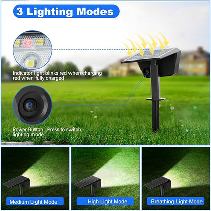 Solar Spot Lights Outdoor, IP65 Waterproof 44 LED Landscape Spotlights, Solar Powered Spotlight with Auto On/Off and 3 Lighting Modes for Outside Garden Decor, 4 Pack (Cool White)