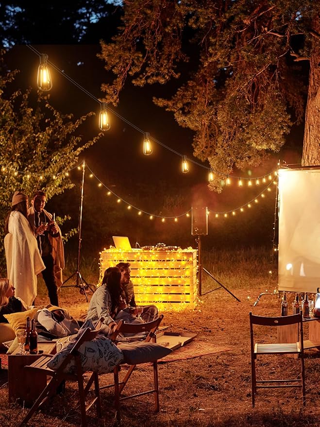 addlon 150 FT (3x50FT) Outdoor String Lights with Remote,Waterproof Patio Lights ETL Listed with 45+3 Shatterproof Dimmable ST38 LED Bulbs,2700K Connectable Outdoor Lighting for Backyard Bistro Garden