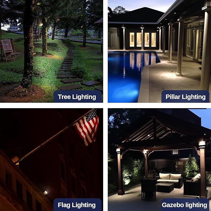 Gardenreet Outdoor 12V Brass Spot Downlights, Low Voltage LED Landscape Down Lights for Tree Garden Yard | Lumora
