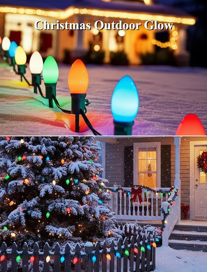 25FT C9 Christmas Lights Multi-Color String Lights with 26 Incandescent Lights, Outdoor String Light for Patio Christmas Tree Decor, 7 Watt Ceramic C9 Light C9/E17 Base