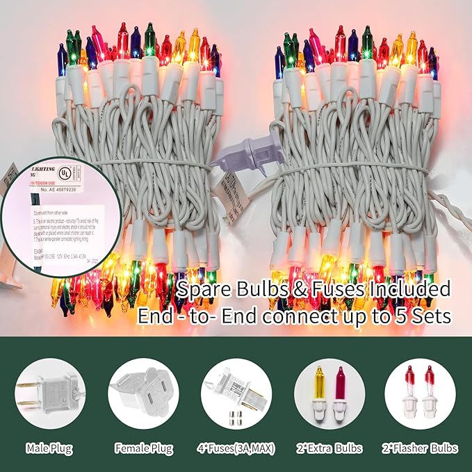 LAMPHOME Easter String Lights, 20FT 100 Count Incandescent Connectable Christmas Mini Lights, Waterproof Easter Decorations for Indoor Outdoor Patio Party Home Garden Yard Decor