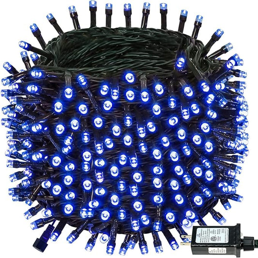 Connectable 240LED 88Ft 13Modes Christmas Lights Outdoor Indoor | Extendable Green Wire Christmas String Lights with Timer | Twinkle Fairy Light Plug in for Xmas Tree Garden Decor Party (Blue)