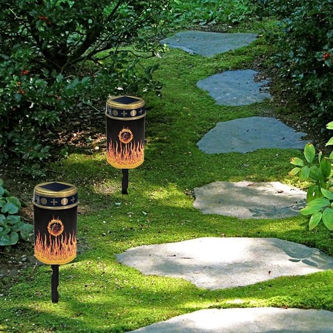 Dragon Fire Garden Solar Lights Outdoor Waterproof Landscape Path Lights for Outside LED Solar Powered Read Light Solar Stake Lights for Pathway Garden Yard