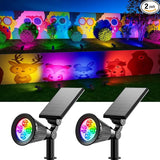 2 Pack Color Changing Solar Spotlights Outdoor for Tree, Flower, Plant, Statue, Sign, Decorative wall, Waterproof | Lumora