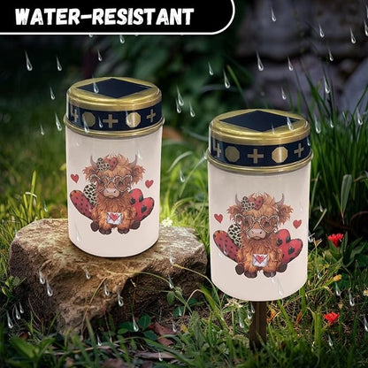 Cute Cow Outdoor Lights Solar Powered Waterproof Solar Lights for Yard, Landscape Garden LED Light Outdoor Valentine's Day Decoration for Garden Patio Lawn Pathway