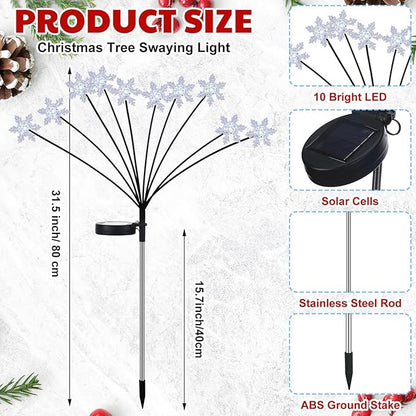 4 Pack Christmas Solar Snowflake Lights Winter Outdoor Decoration 40 LED with 2 Modes Solar Lights Xmas Decorations Outdoor for Garden Yard Pathway Walkway