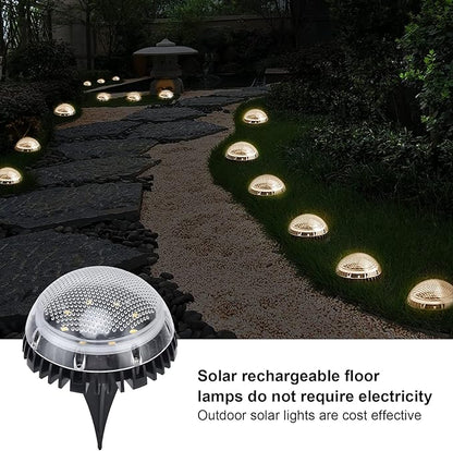 4 Pack Solar with 8 LED Outdoor Ground Lights for Pathway, Lawn & Backyard - and Solar Powered Lighting (White Light)