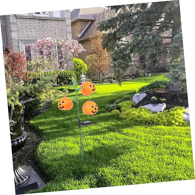 Halloween Pumpkin Solar Garden Light LED Outdoor Landscape Lawn Decor with Colorful Slow Flashing Glow